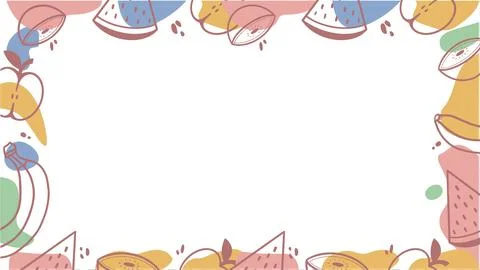Flat design fruit shapes are forming decorative border on transparent Stock Illustration