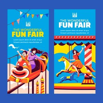Flat design fun fair vertical banner Ilustração Stock
