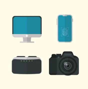 Flat design gadgets technology icons Stock Illustration