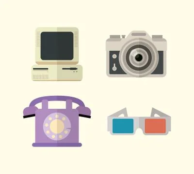 Flat design gadgets technology icons Stock Illustration
