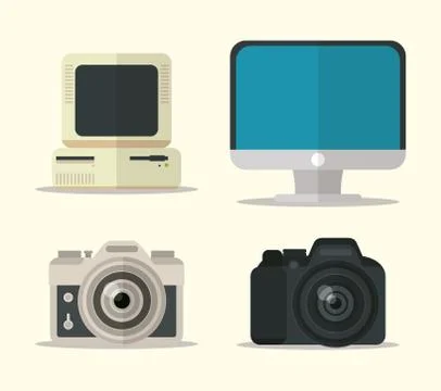 Flat design gadgets technology icons Stock Illustration