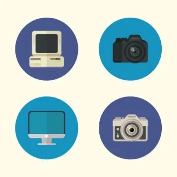Flat design gadgets technology icons Stock Illustration