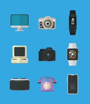 Flat design gadgets technology icons Stock Illustration