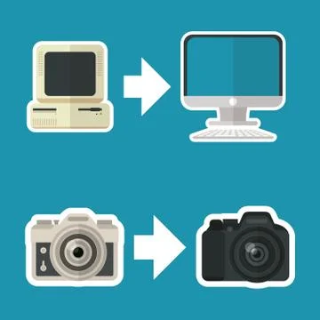 Flat design gadgets technology icons Stock Illustration