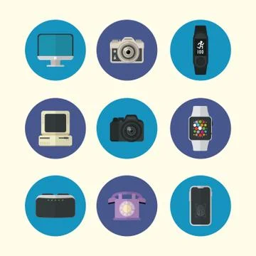 Flat design gadgets technology icons Stock Illustration