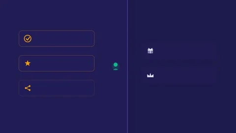 Flat design Gamified loyalty challenge animation - indigo marketing motion Stock Footage 342626984