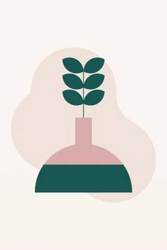 Flat design geometric boho jar wall art background illustration Stock Illustration