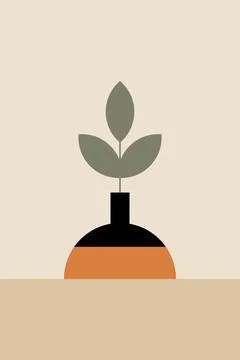 Flat design geometric boho jar wall art background illustration Stock Illustration