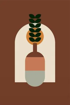 Flat design geometric boho jar wall art background illustration Stock Illustration
