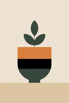 Flat design geometric boho jar wall art background illustration Illustrazione stock