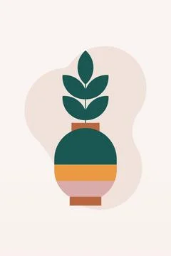 Flat design geometric boho jar wall art background illustration Stock Illustration