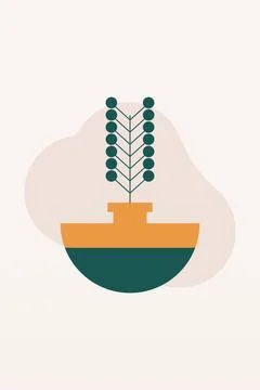Flat design geometric boho jar wall art background illustration Stock Illustration