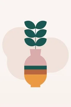Flat design geometric boho jar wall art background illustration Stock Illustration