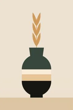 Flat design geometric boho jar wall art background illustration Stock Illustration