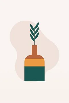 Flat design geometric boho jar wall art background illustration Stock Illustration