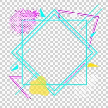 Flat design geometric frame forming on transparent background with cyan lines, 스톡 일러스트