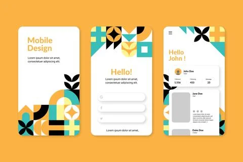 Flat design  geometric pattern mobile design template Stock Illustration