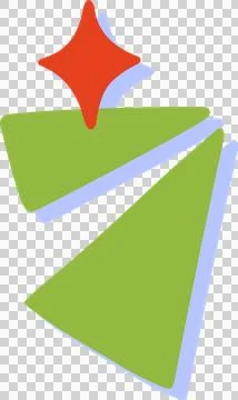 Flat design geometry is floating on transparent backdrop with three green Stock Illustration