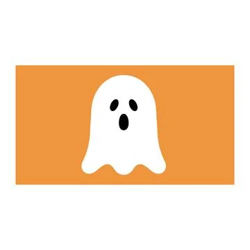 Flat design ghost icon on orange backdrop Stock Illustration