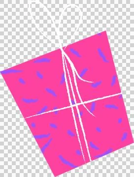 Flat design gift box is featuring chalk-like ribbon bow and blue confetti on Stock Illustration