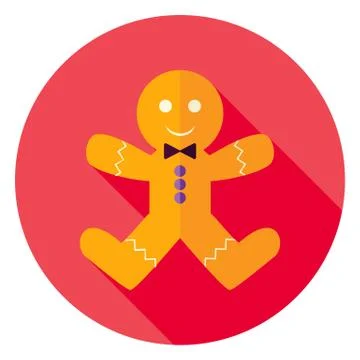 Flat Design Gingerbread Man Cookie Circle Icon Stock Illustration