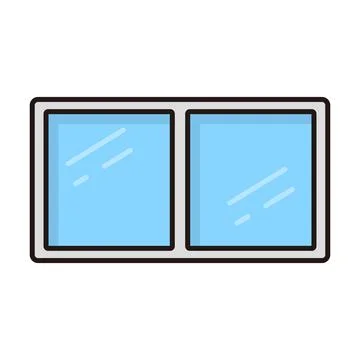 Flat design glass window icon. Interior. Vector. Ilustración de archivo