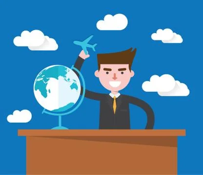 Flat design, global business concept illust Stock Illustration