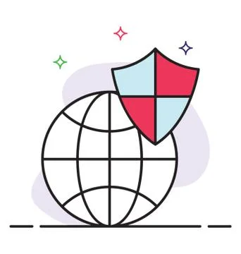 Flat design of global security icon. Stock Illustration