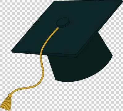 Flat design graduation cap is floating on transparent background featuring Stock Illustration