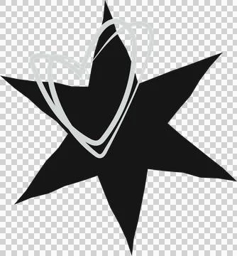 Flat design graphic is featuring uneven dark star with grey heart scribble on Illustrazione stock