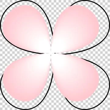 Flat design graphic is showing four-petal flower with pink gradient petals on Stock Illustration