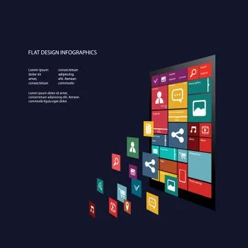 Flat design graphic user interface concept with space for text Illustrazione stock