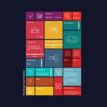 Flat design graphic user interface concept with text space suitable for イラスト素材