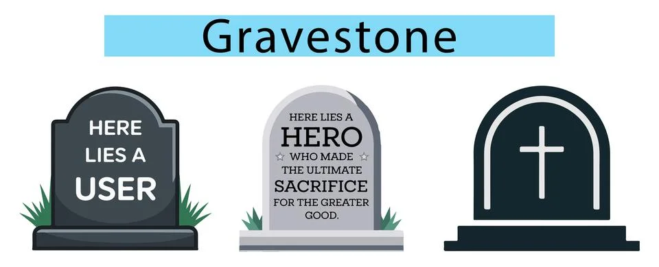 A flat design of a gravestone with no extra detail, gravestone vector Stock Illustration