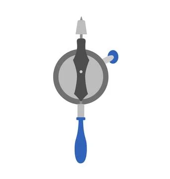 Flat design gray and blue handheld compass for navigation. Geographical Stock Illustration