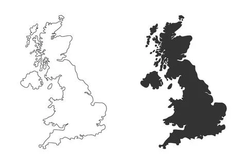 Flat design great britain map silhouette and cut out icon Stock Illustration