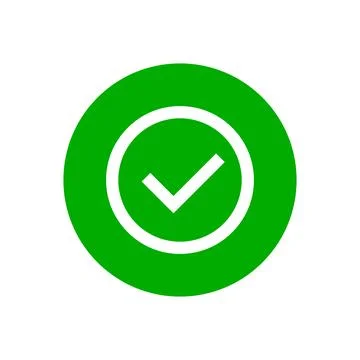 Flat design green check mark icon. Success or selection. Vector. Illustrazione stock