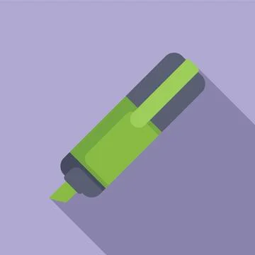 Flat design green highlighter pen icon 库存插图