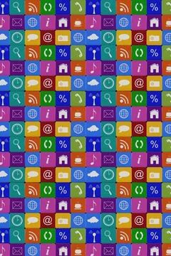 Flat design grid is repeating colorful tiles showing search, mail, cloud icons Stock Illustration
