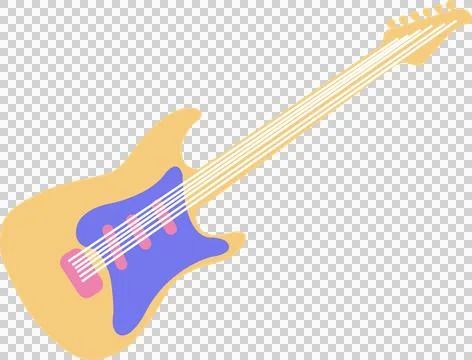 Flat design guitar floating on transparent background, showing purple pickguard Stock Illustration