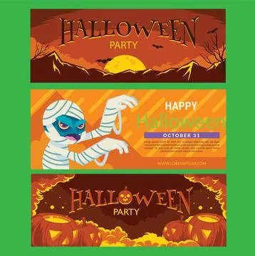 Flat design halloween banners template Stock Illustration