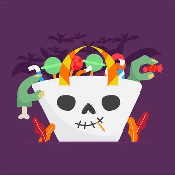Flat design halloween candy bag Stock Illustration