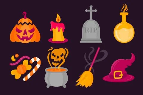 Flat design halloween element collection イラスト素材