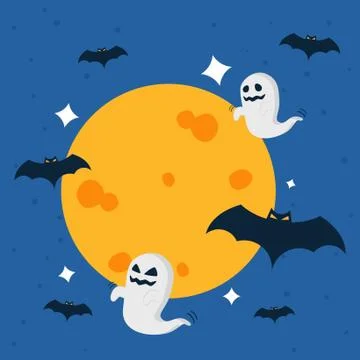 Flat design of halloween moon concept background vector design Illustrazione stock