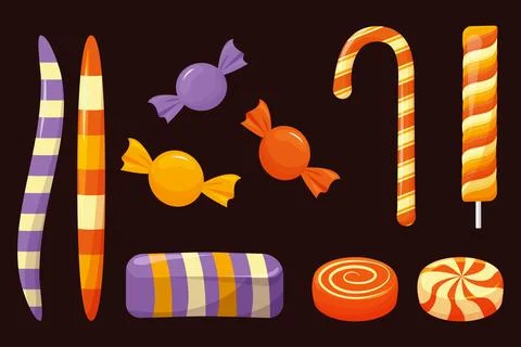 Flat design halloween sweets set Stock Illustration