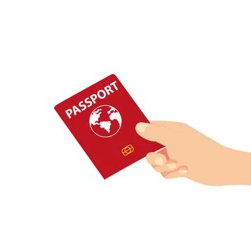 Flat design of hand holding passport. Ilustração Stock