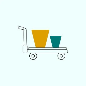 Flat design of a hand trolley with two buckets container transport delivery Illustration