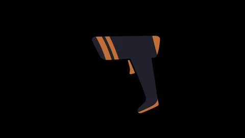 Flat design handheld barcode scanner animation turning on and scanning Stock Footage 333104253