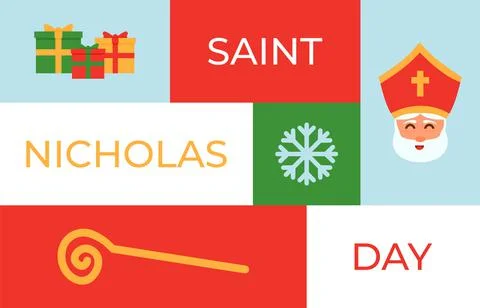Flat design of happy saint nicholas day greeting card design Stock Illustration