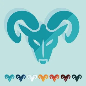 Flat design: head of the ram Stock Illustration
